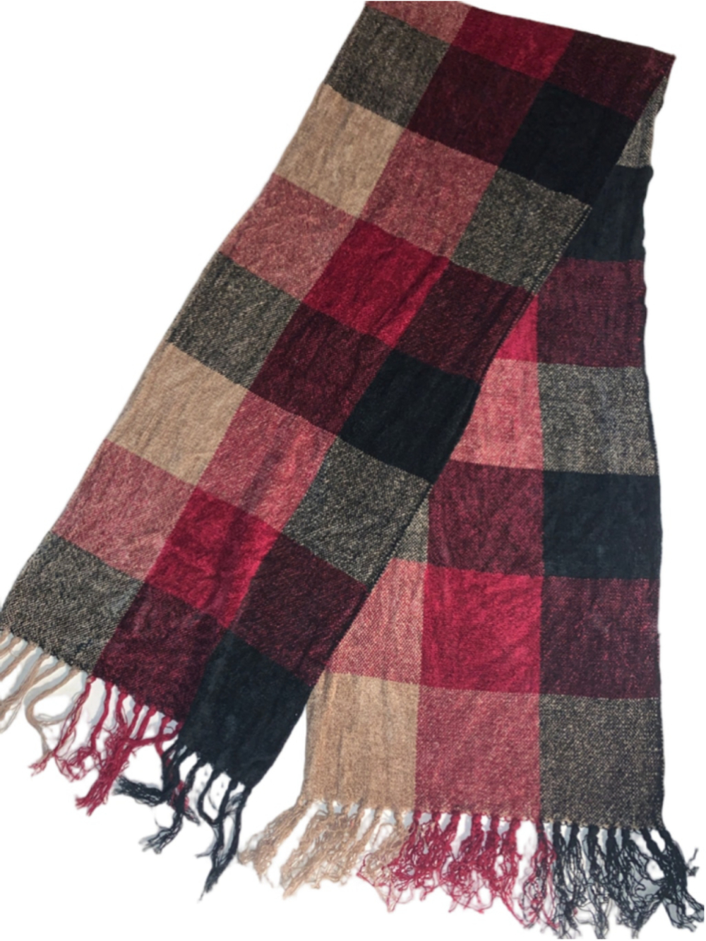Women's Unbranded Plaid Scarf One Size Red Black